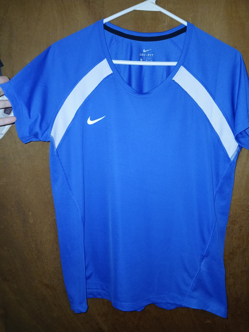 Nike Dri-FIT Womens Blue Athletic Tee with White Accents